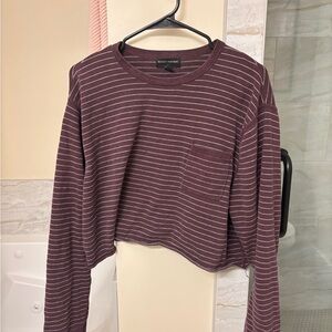 Banana Republic Maroon Striped Crop Top